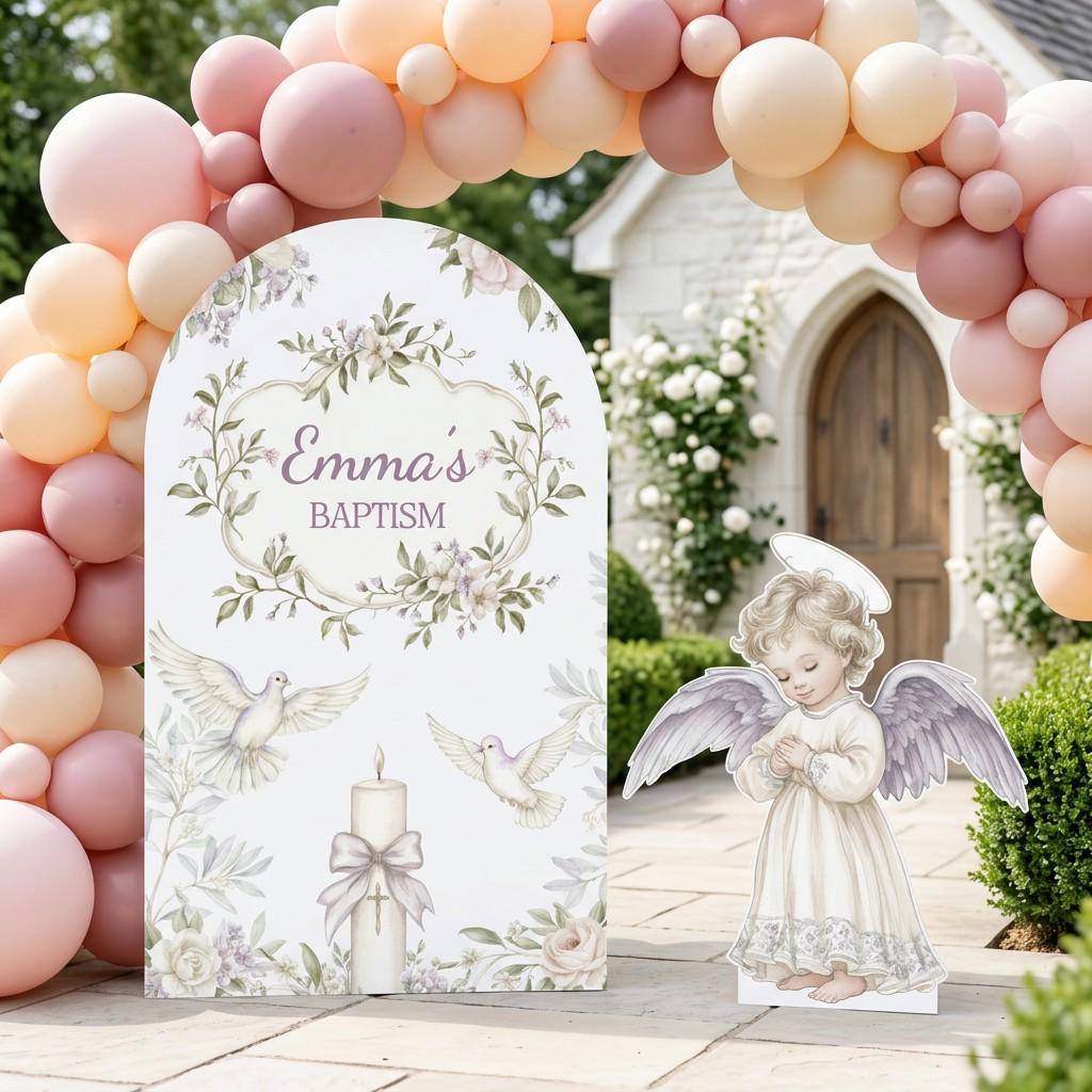 Sage Floral Dove Angel Baptism Set