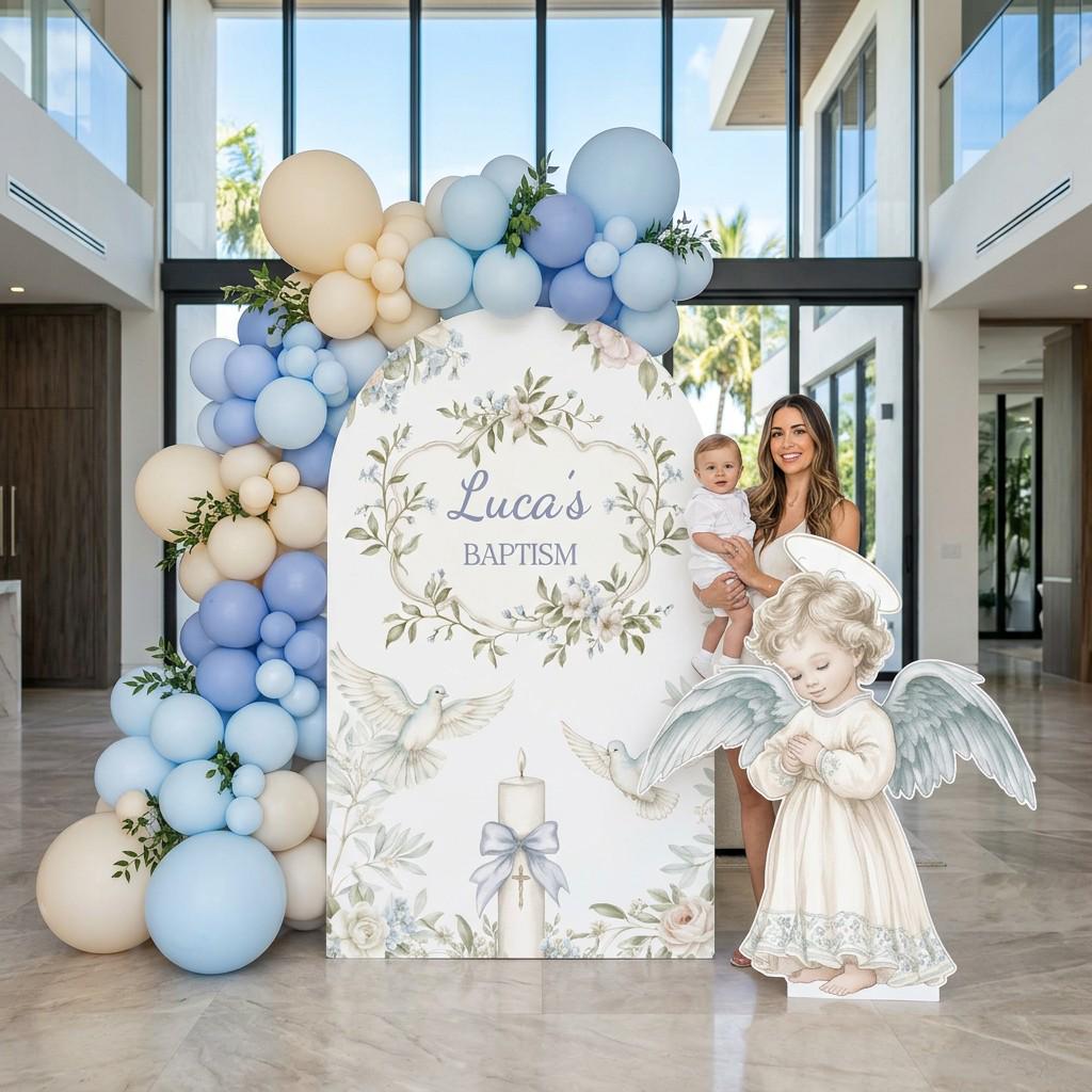 Sage Floral Dove Angel Baptism Set