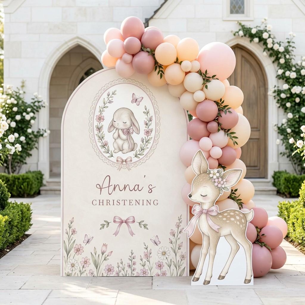 Woodland Bunny Fawn Christening Arch Set