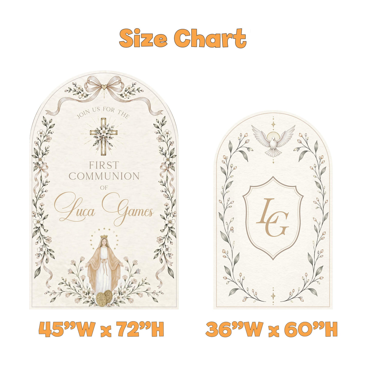 Ivory Madonna Monogram Communion Arch Set
