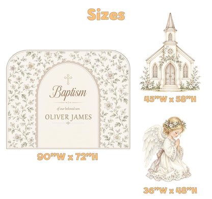 Cream Floral Chapel Angel Baptism Set