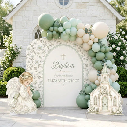Cream Floral Chapel Angel Baptism Set