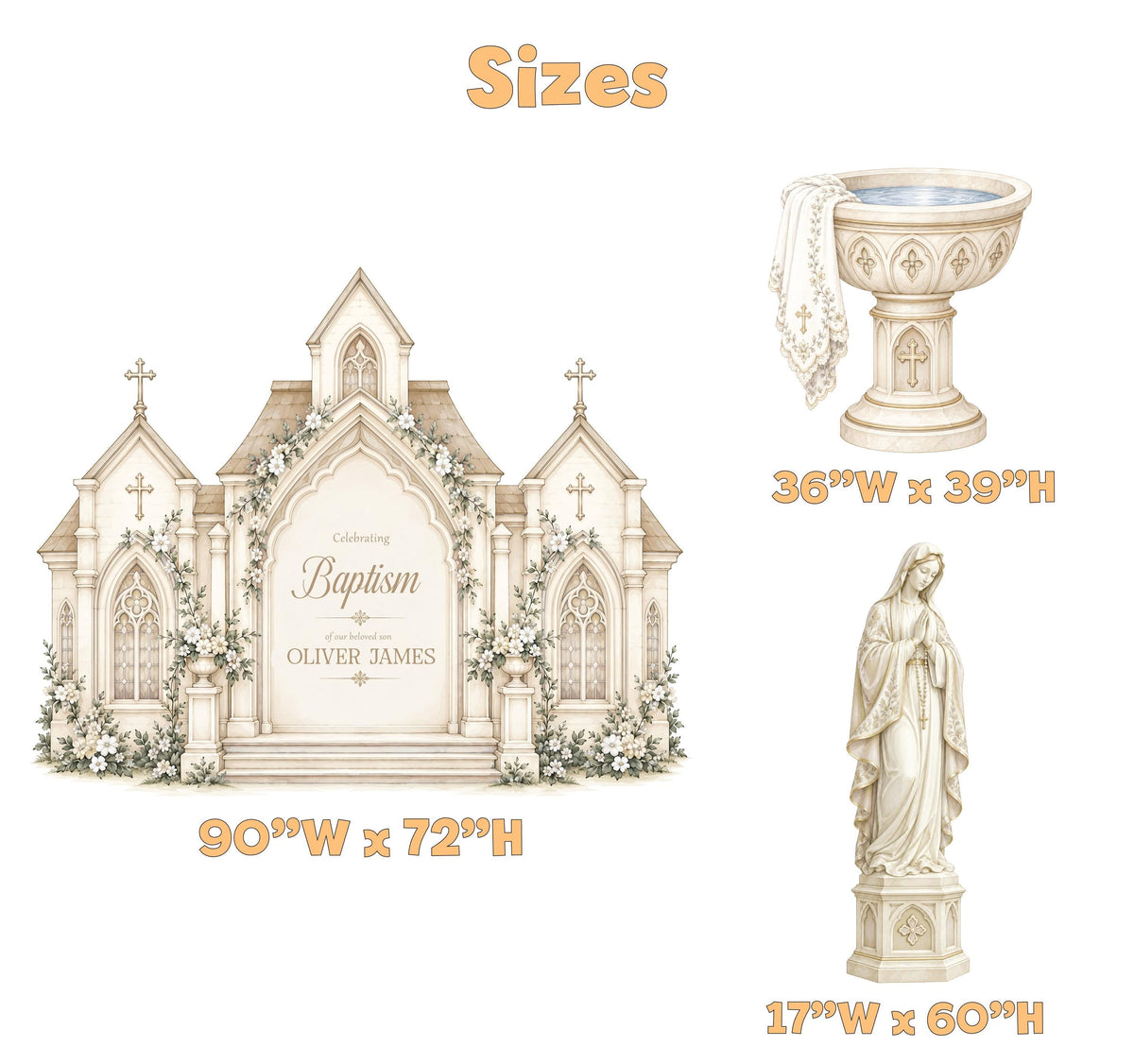 Blue Chapel Baptismal Font Backdrop Set
