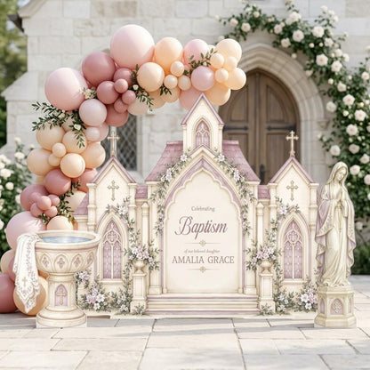 Blue Chapel Baptismal Font Backdrop Set