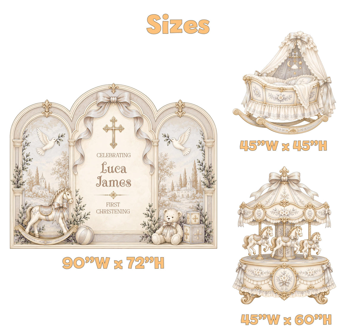 Blue Toile Carousel Cradle Christening Set