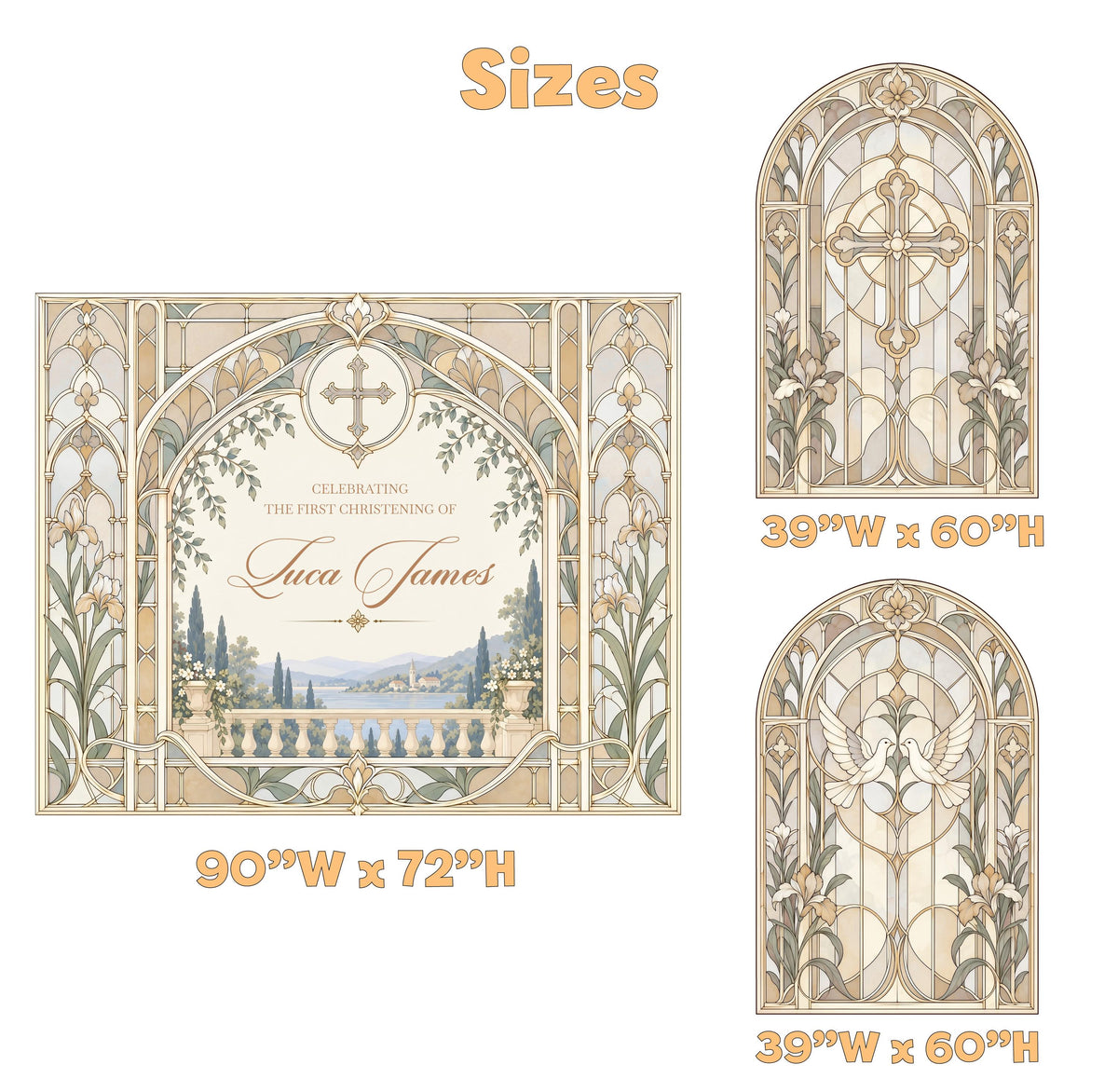 Pink Stained Glass Christening Backdrop Set