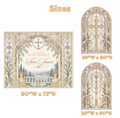Pink Stained Glass Christening Backdrop Set