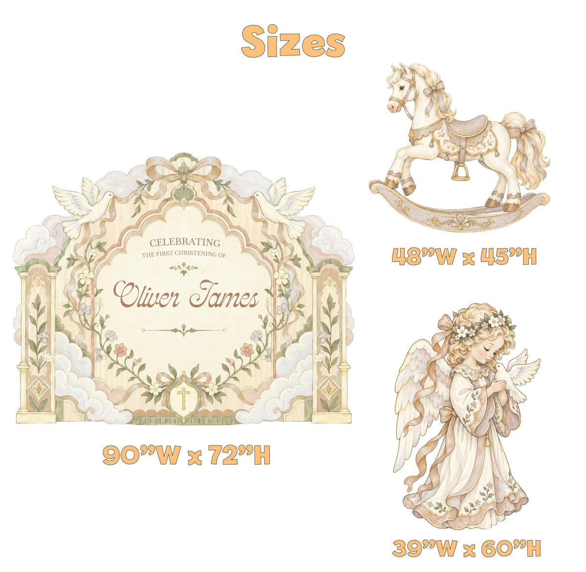 Sage Rocking Horse Angel Christening Set