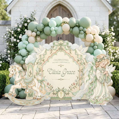 Sage Rocking Horse Angel Christening Set