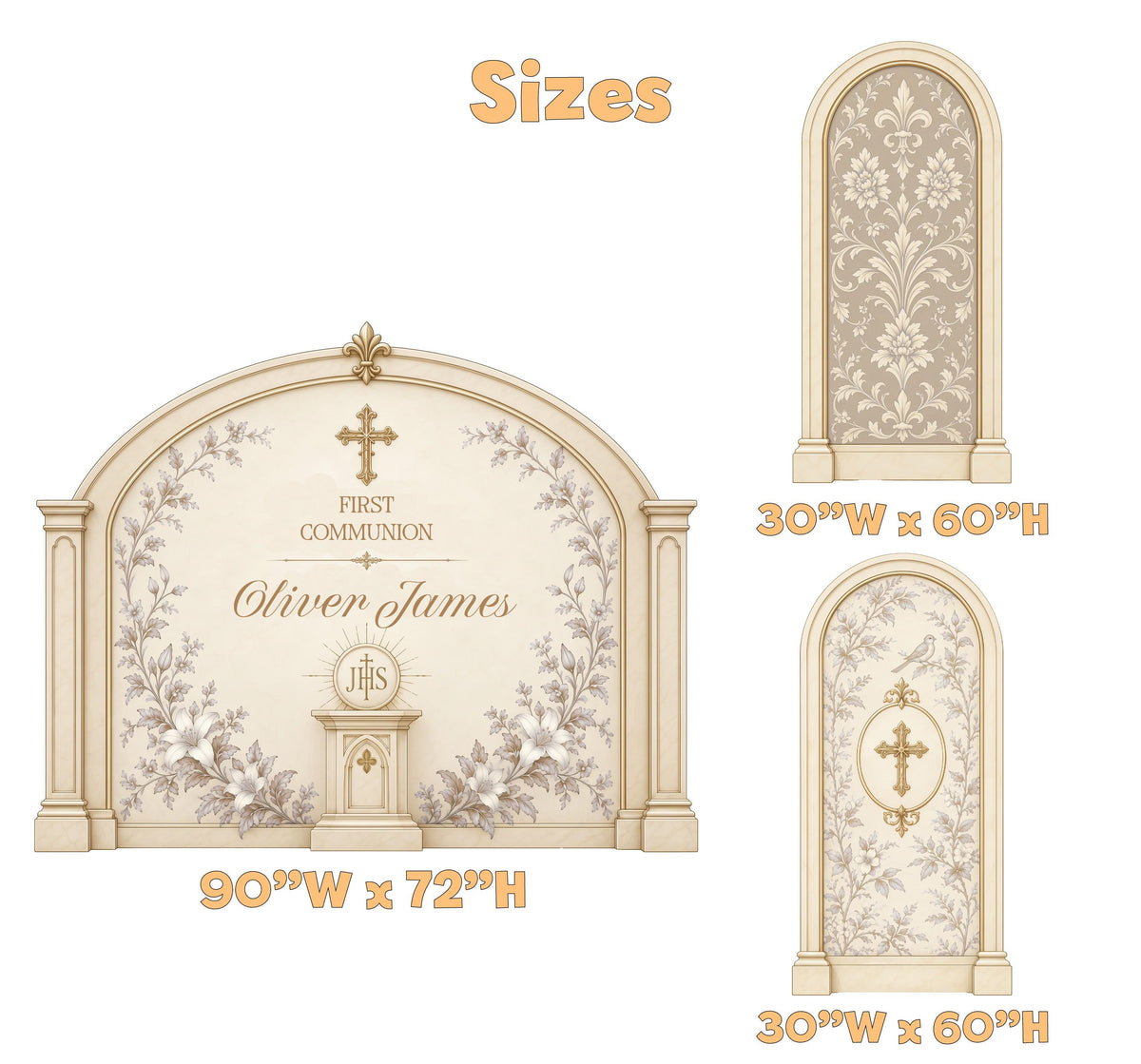 Sage Damask Floral First Communion Set