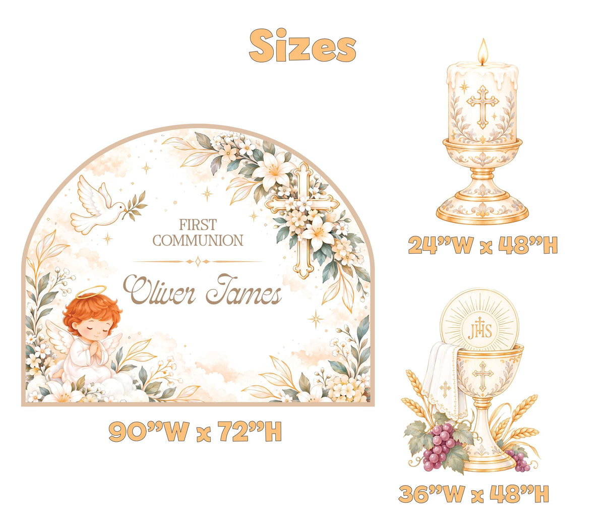 Cream Gold Cherub Communion Arch Set