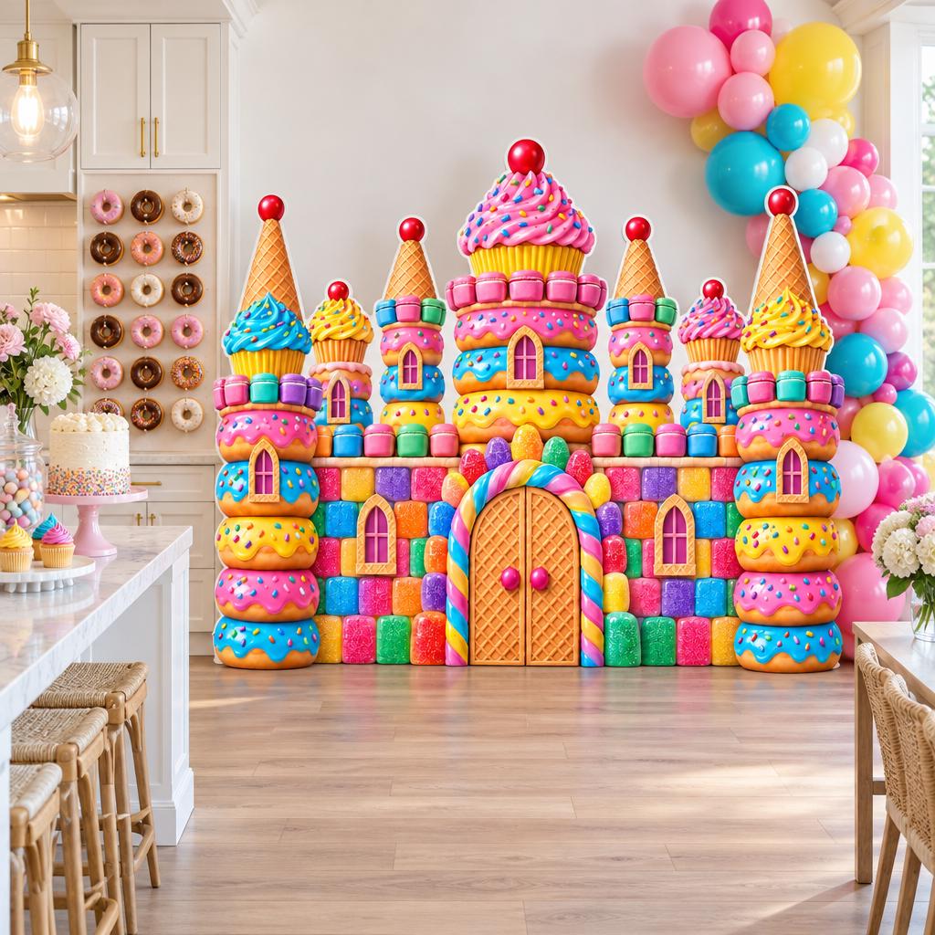 Pastel Cotton Candy Castle Backdrop