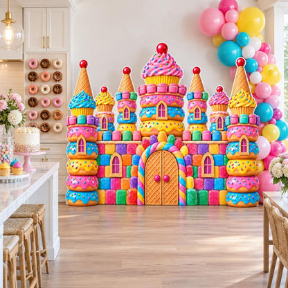 Pastel Cotton Candy Castle Backdrop