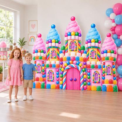 Pastel Cotton Candy Castle Backdrop