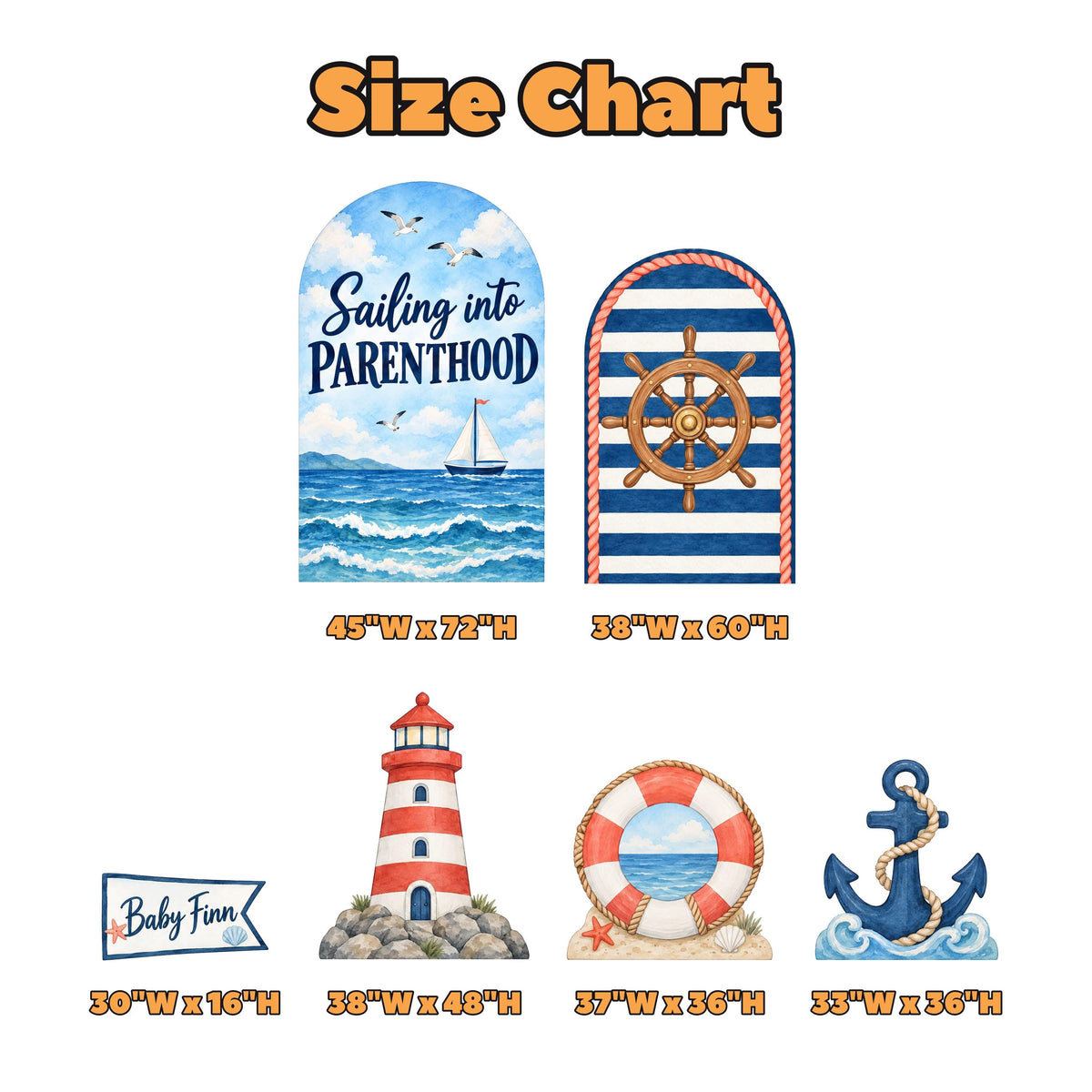 Sailing Into Parenthood Nautical Arch Set