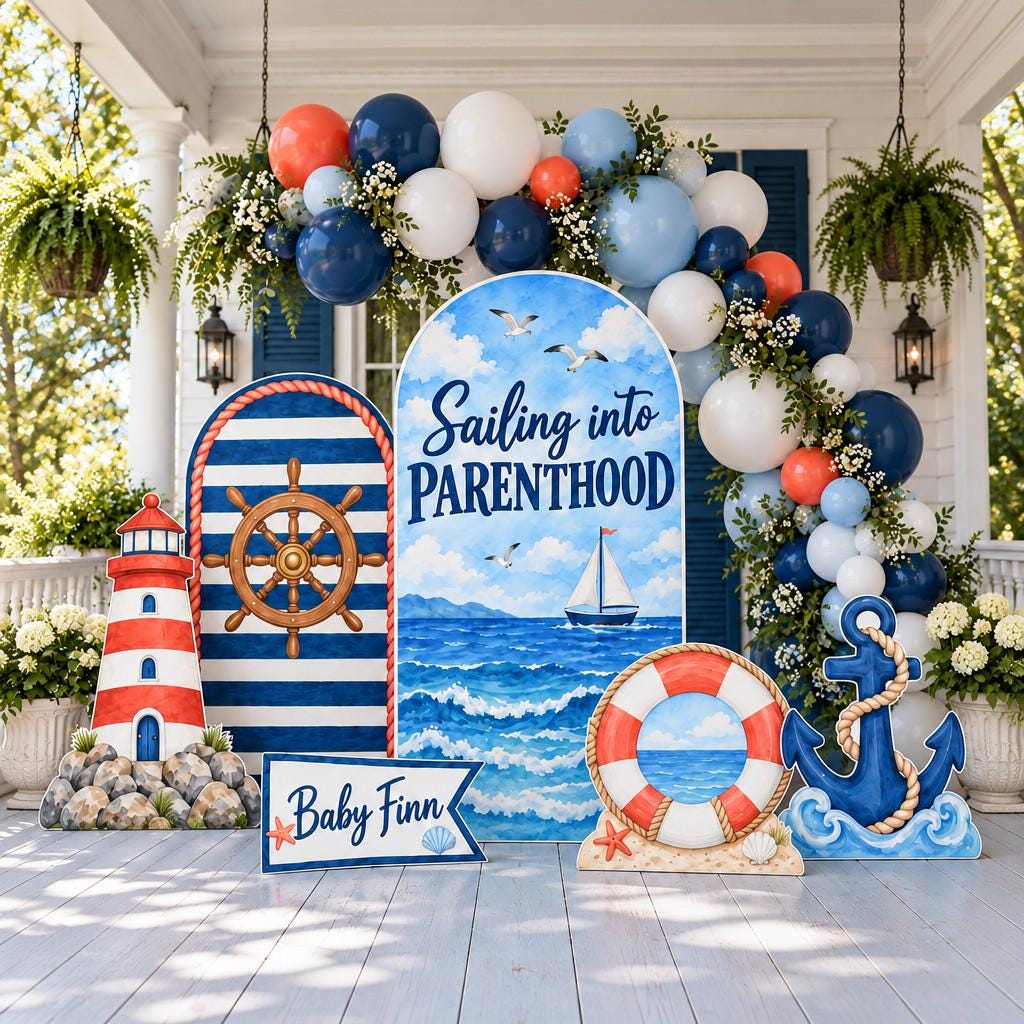 Sailing Into Parenthood Nautical Arch Set