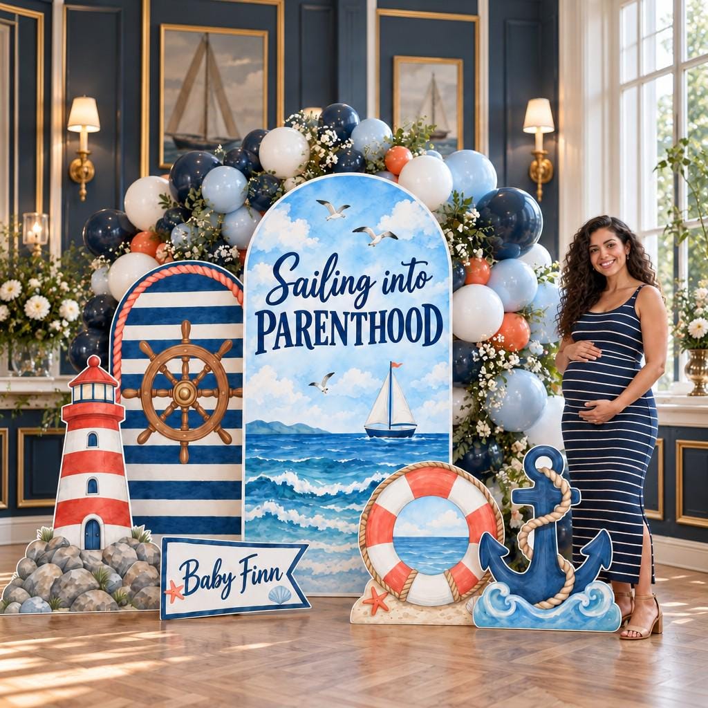 Sailing Into Parenthood Nautical Arch Set