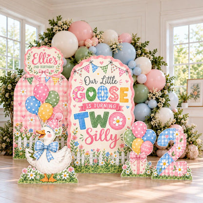 Pink Gingham Two Silly Goose Arch Set