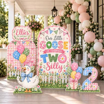 Pink Gingham Two Silly Goose Arch Set