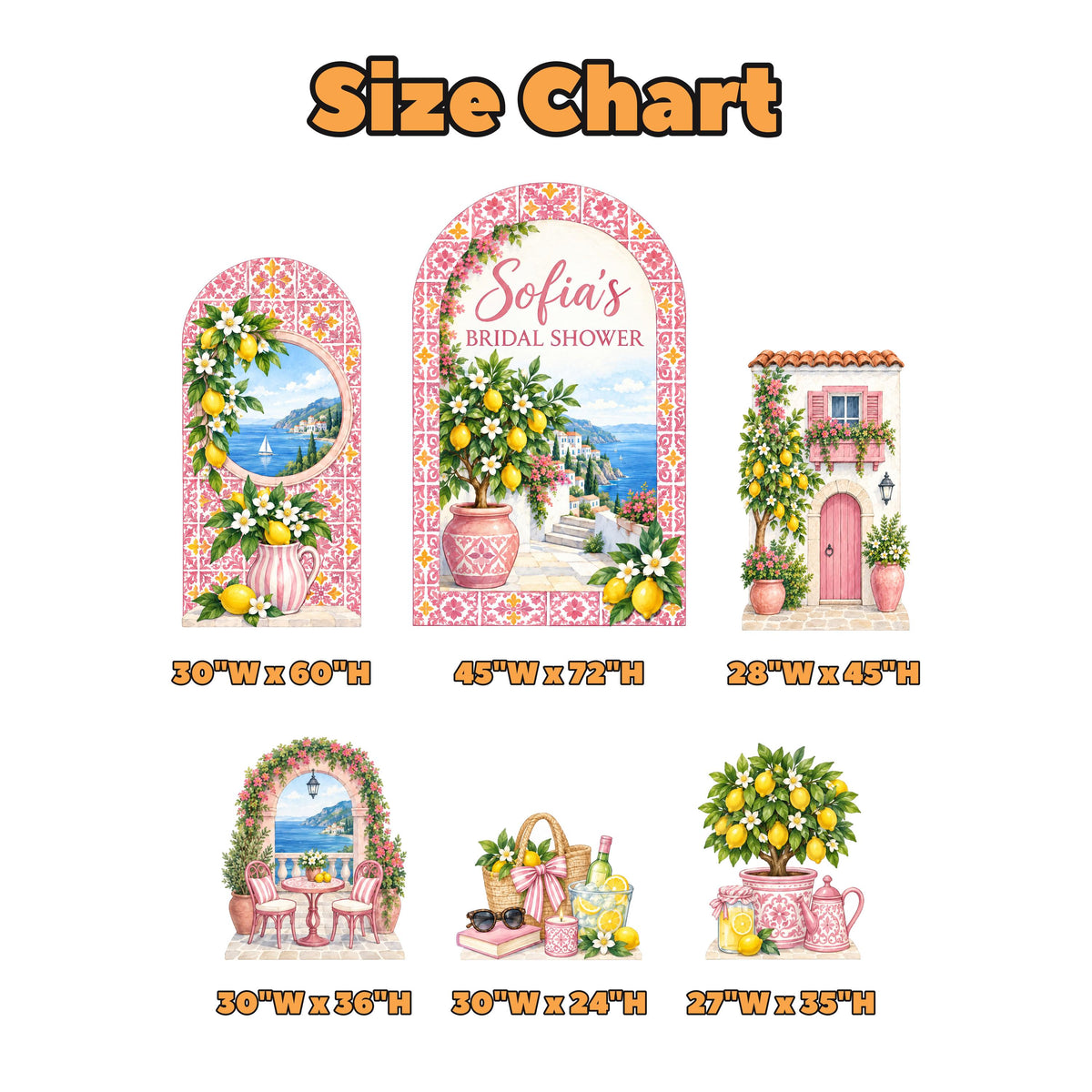 Pink Tile Amalfi Lemon Bridal Arch Set