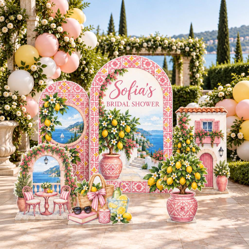 Pink Tile Amalfi Lemon Bridal Arch Set