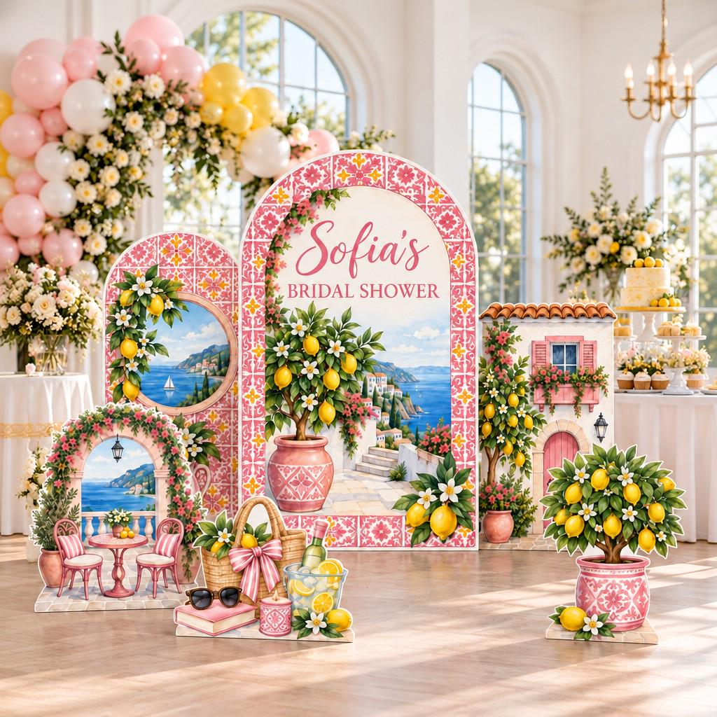 Pink Tile Amalfi Lemon Bridal Arch Set