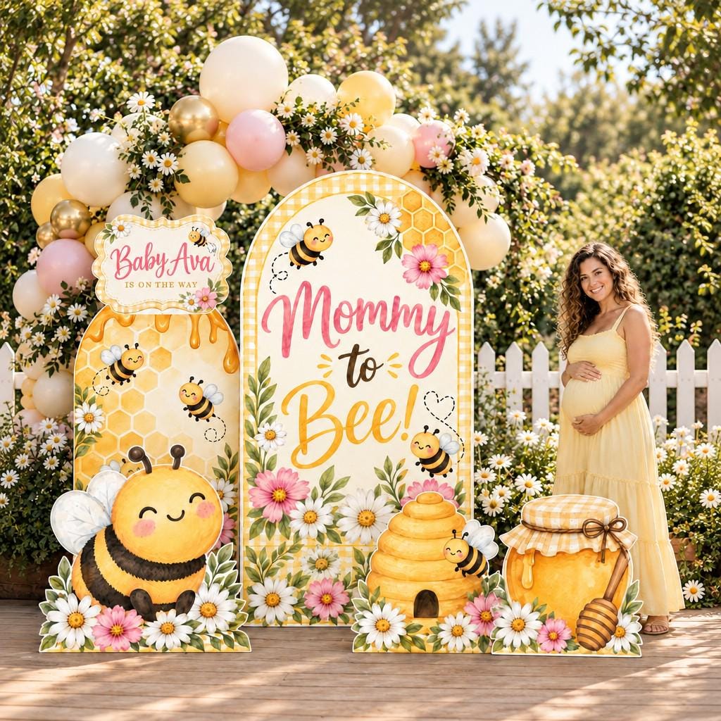 Gingham Honeycomb Mommy to Bee Arch Set