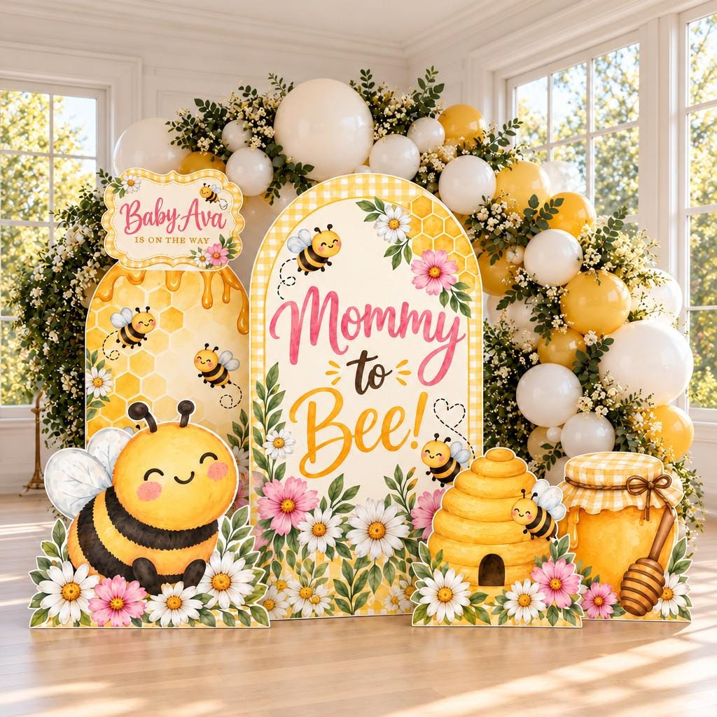 Gingham Honeycomb Mommy to Bee Arch Set