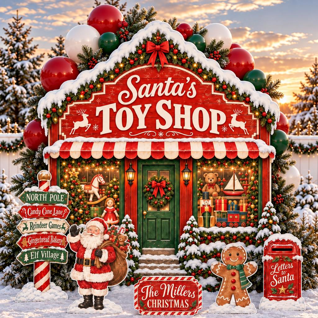 Red Santa's Toy Shop Storefront Set