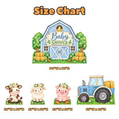 Blue Barn Tractor Baby Shower Backdrop Set