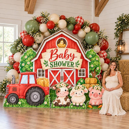 Blue Barn Tractor Baby Shower Backdrop Set