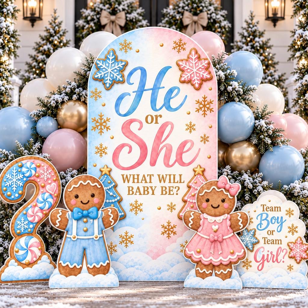 Gingerbread He or She Gender Reveal Arch