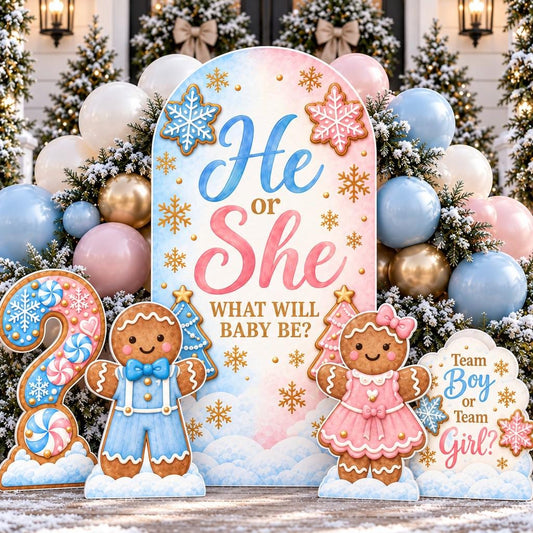 Gingerbread He or She Gender Reveal Arch