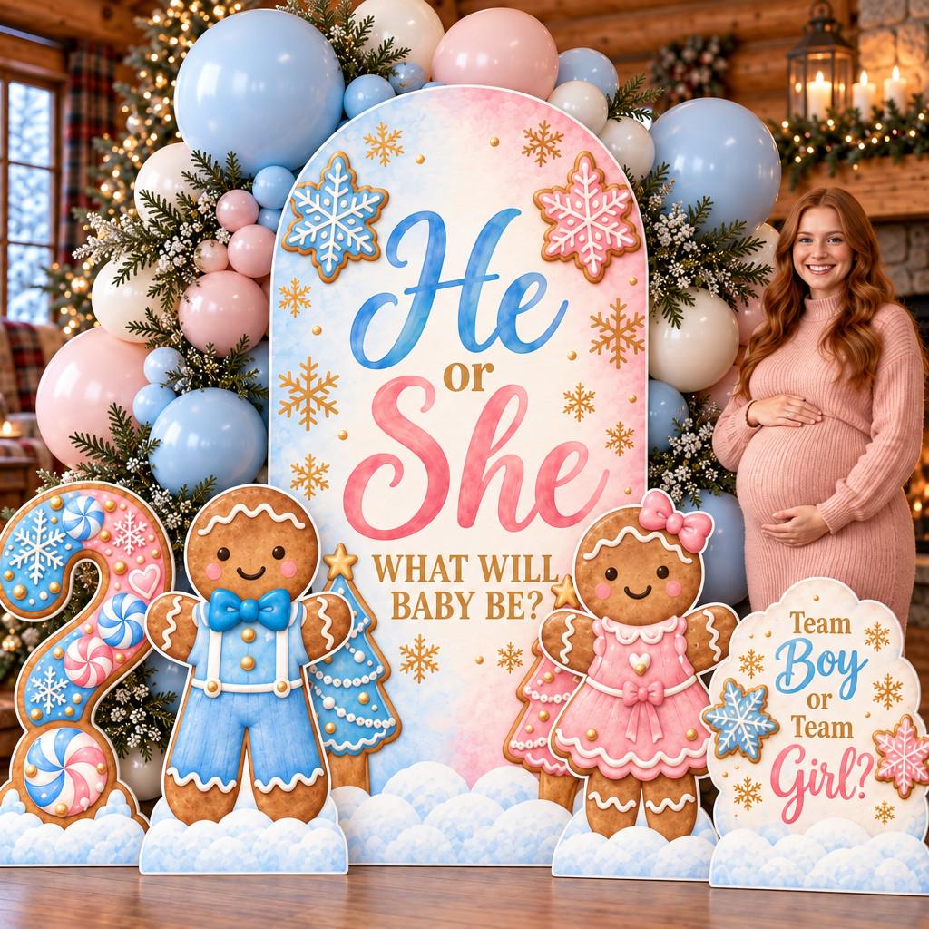Gingerbread He or She Gender Reveal Arch