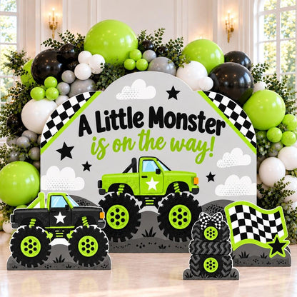 Lime Green Monster Truck Baby Shower Set