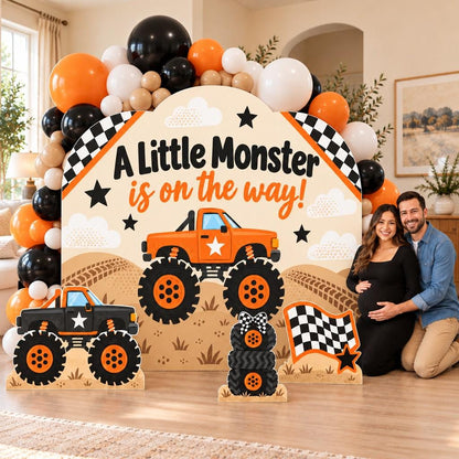 Lime Green Monster Truck Baby Shower Set