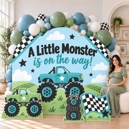 Lime Green Monster Truck Baby Shower Set