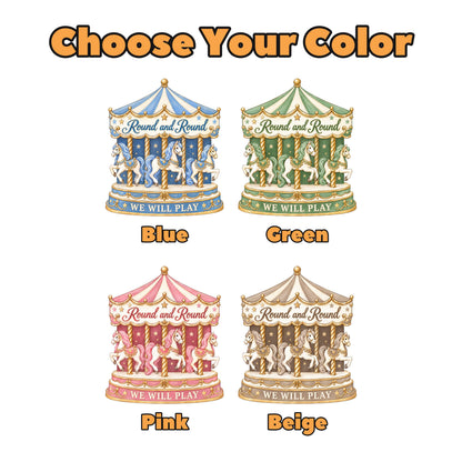 Gold Cream Merry-Go-Round Birthday Backdrop