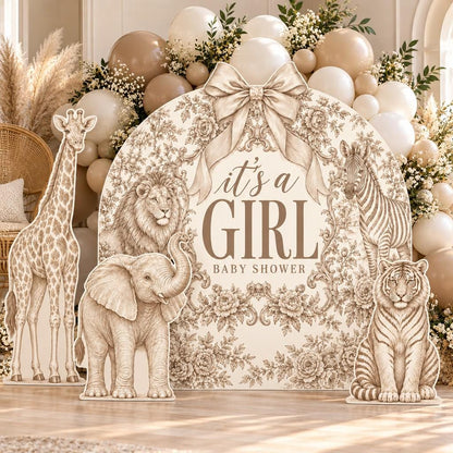 Beige Toile Safari Baby Shower Arch Set