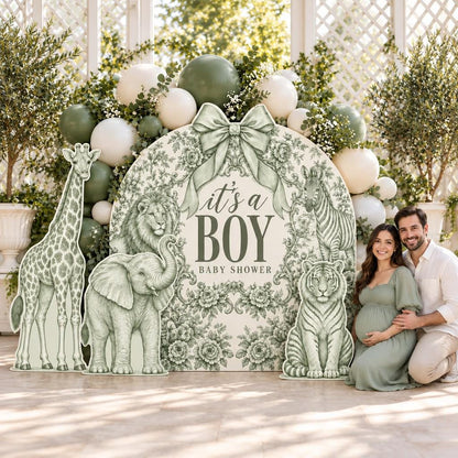 Beige Toile Safari Baby Shower Arch Set