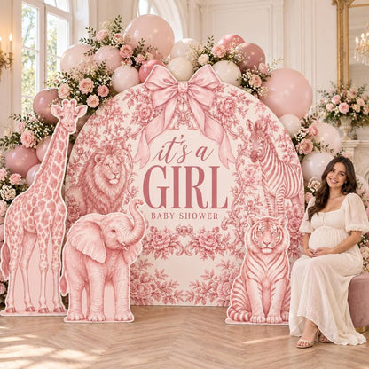 Beige Toile Safari Baby Shower Arch Set