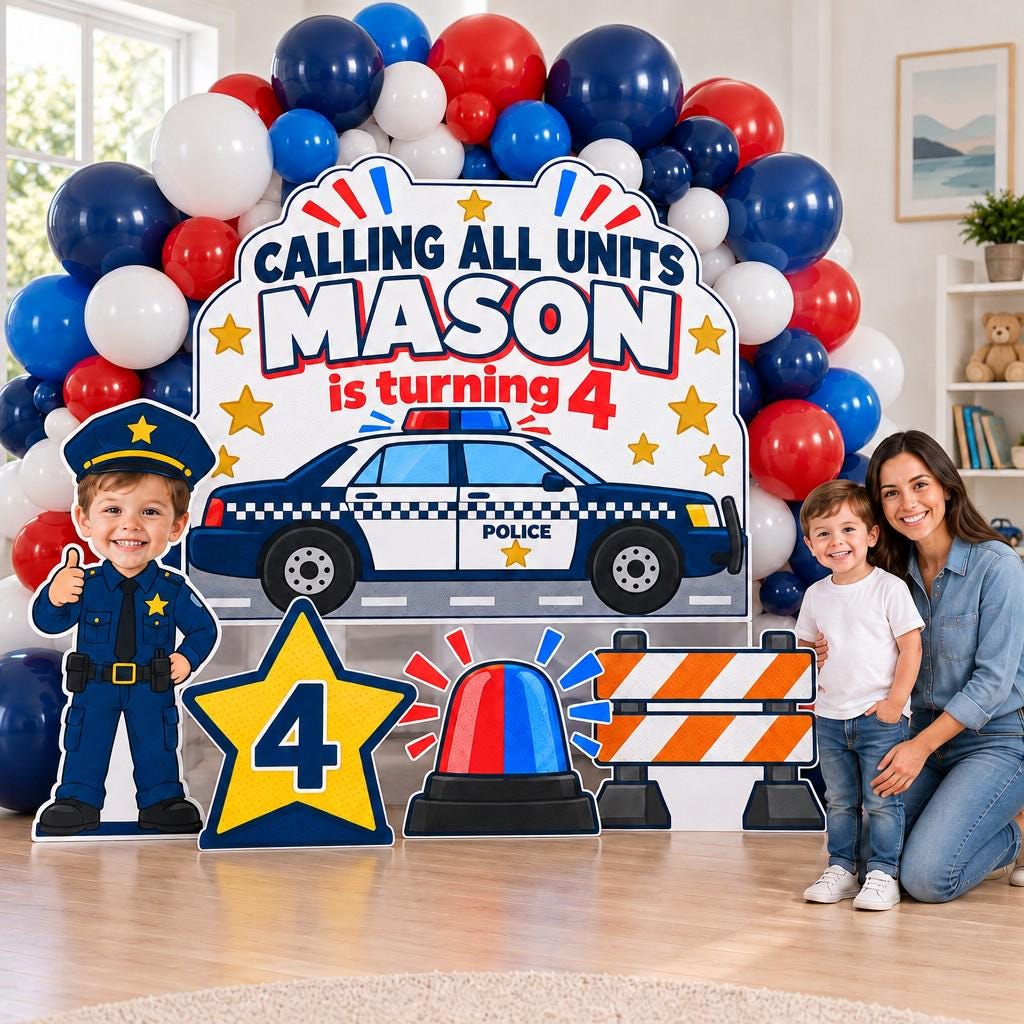 Calling All Units Police Car Backdrop Set