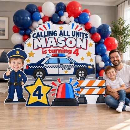 Calling All Units Police Car Backdrop Set