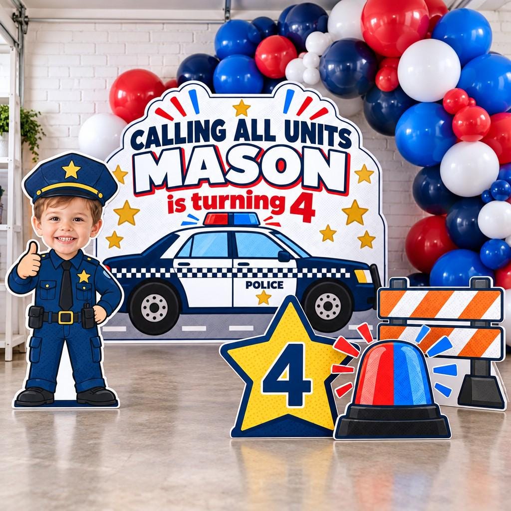 Calling All Units Police Car Backdrop Set