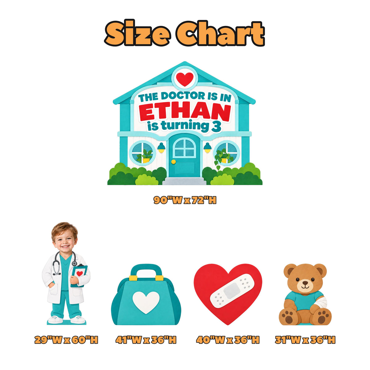 Teal Little Doctor Clinic Backdrop Set