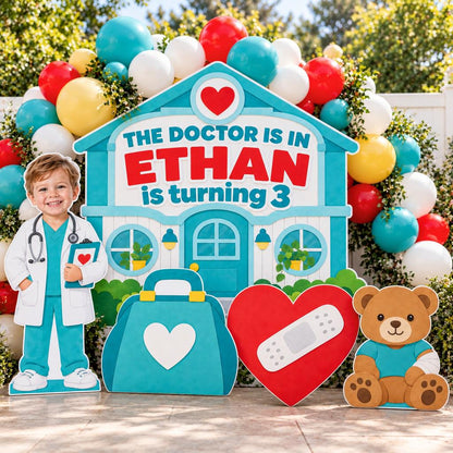 Teal Little Doctor Clinic Backdrop Set
