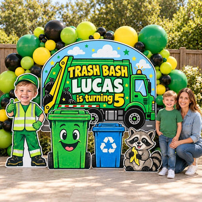 Green Garbage Truck Trash Bash Set