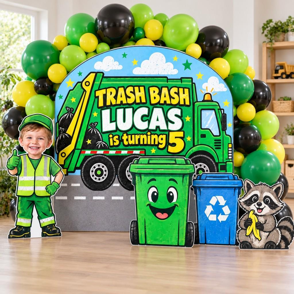 Green Garbage Truck Trash Bash Set