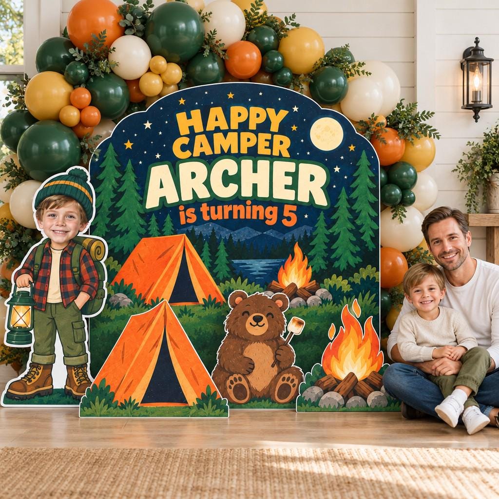Happy Camper Night Campsite Backdrop Set