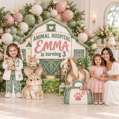 Green Barn Animal Hospital Vet Backdrop Set